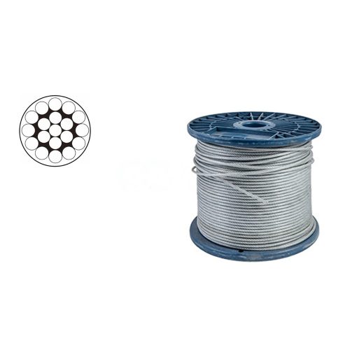DIN 3055 Drótkötél (6x7+FC) 1770N/mm2 műanyag bevonatú - átm. 3(4) x200m